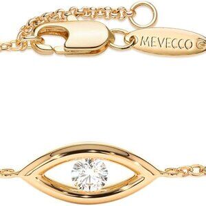 Women Gold Plated Dainty Evil Eye Chain Adjustable Link Bracelet Jewelry